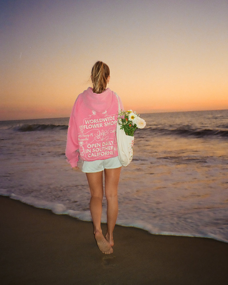 Flower Shop Oversized Lux Hoodie in Vintage Washed Pink