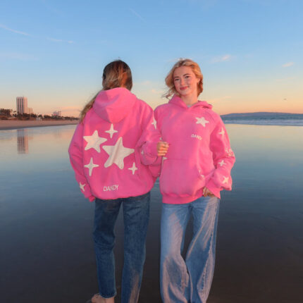 Lucky Stars Oversized Lux Hoodie in Vintage Washed Pink